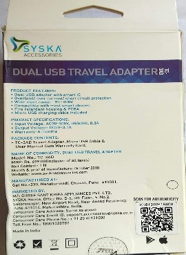Syska Dual USB Travel Adapter
